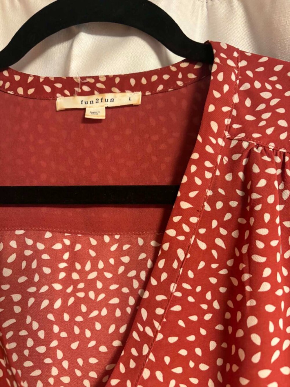 Fun2fun V-Neck Fall Rust Color Blouse Sized Large - Picture 2 of 3
